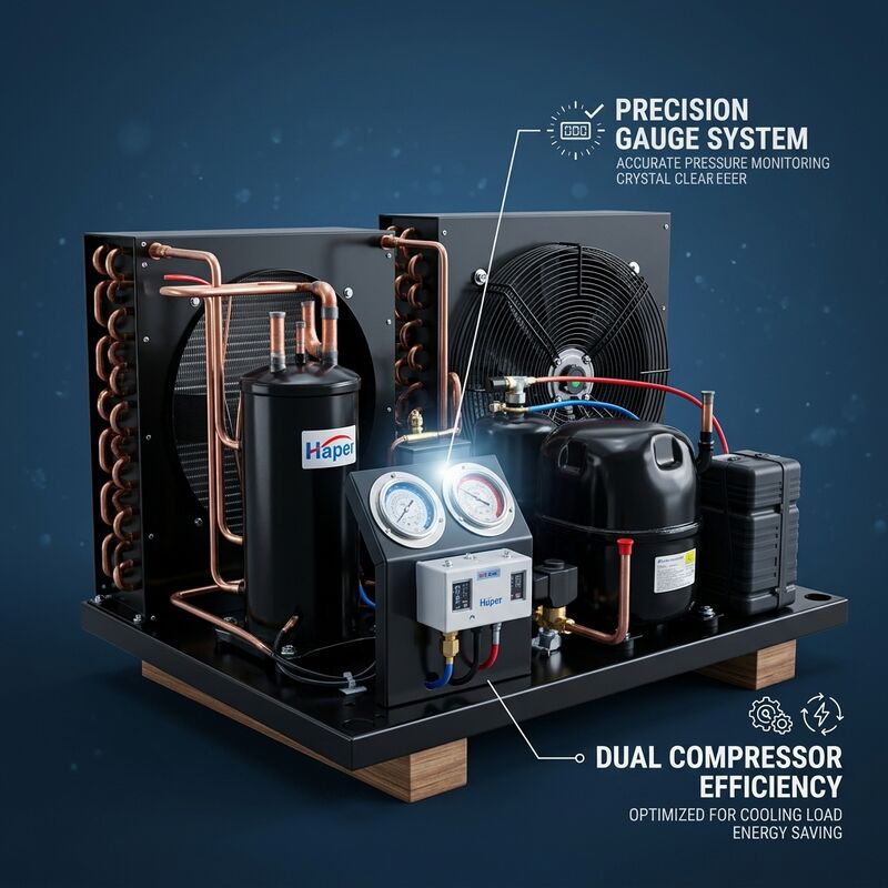 Сертифицированный CE небольшой конденсационный агрегат 2HP Герметичный спиральный R134a R404A Морозильник для холодильной камеры, соответствующий требованиям европейского рынка
